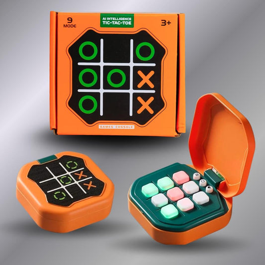 AI Intelligence Tic Tac Toe Handheld Game Console for Kids, 9 Mode Portable Smart Puzzle & Memory Training Toy with LED Lights & Sound, Travel...
