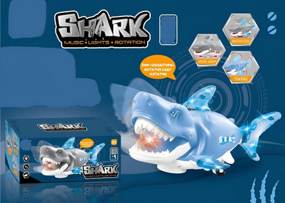 Electric Shark Toy with Wheels and Light-Up Fins, Battery Operated Moving Shark Toy, Bump and Go Automatic Walking Shark with Flashing LED Lights,...