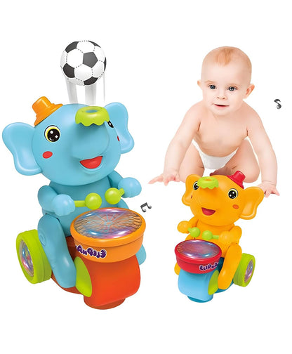 Jollyora Elephant Toys Electric Blowing Ball Elephant Bump & Go with Musical & Light- Pack of 1 - Color May Vary