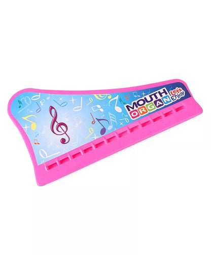 Pink mouth organ with musical designs