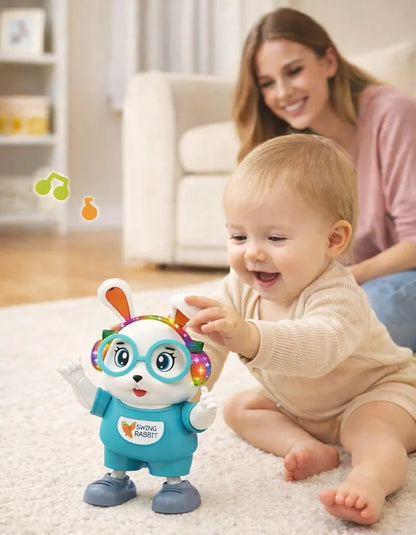 Fun Dancing Rabbit Toy with Lights & Music | Interactive Swing Rabbit with 5-Color Flashing Lights | Electric Dancing Musical Toy for Kids & Toddlers | Cute Moving Bunny Toy Gift