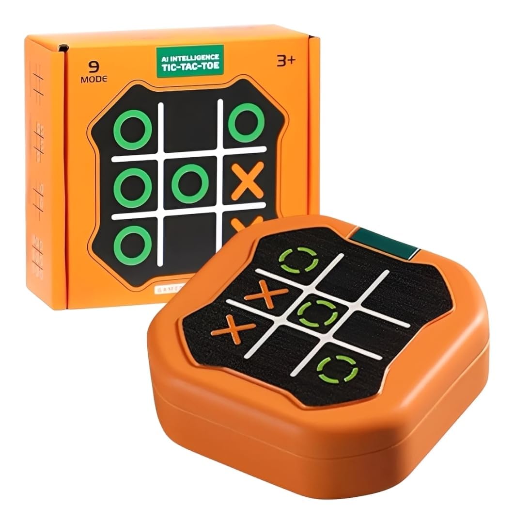 AI Intelligence Tic Tac Toe Handheld Game Console for Kids, 9 Mode Portable Smart Puzzle & Memory Training Toy with LED Lights & Sound, Travel...