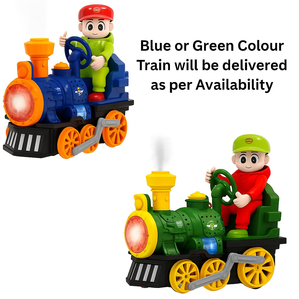 TOY TREKKER’S Kids Electric Spray Steam Train Toy with Lights & Music – Battery-Operated Cartoon Locomotive, Mist Spray Engine for Boys & Girls Ages 3-8
