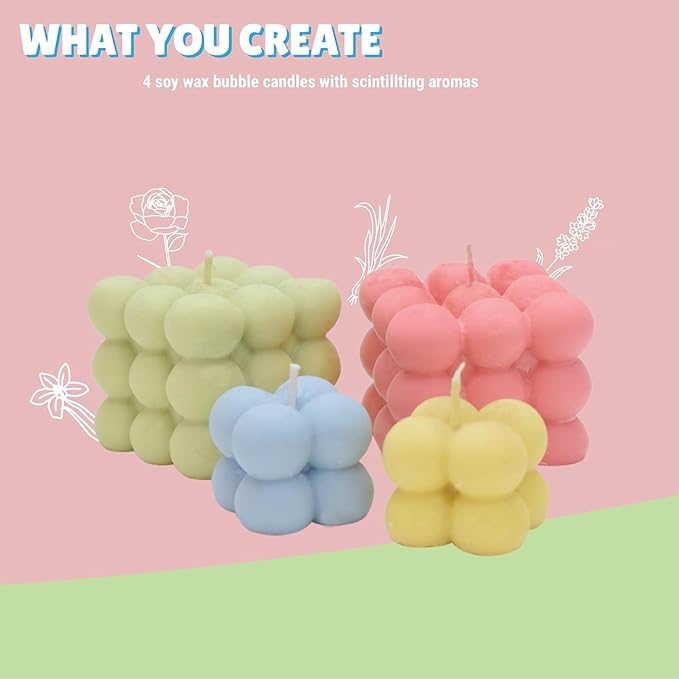 Kalakaram DIY Bubble Candle Making Kit | DIY Candle Making Activity Kit for Kids & Adults with Pure & Natural Ingredients | Ideal for Diwali, Birthday Gifts, & Home Decor, Craft Kit