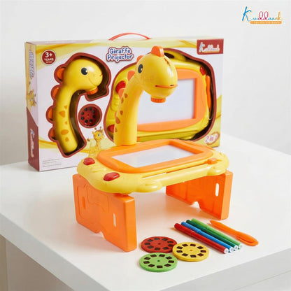 Kriiddaank Giraffe Toy Projector Drawing Set for Kids - 2-in-1 Art Table & Writing Board with 24 Patterns, 3 Slides, Markers & Eraser - Educational...