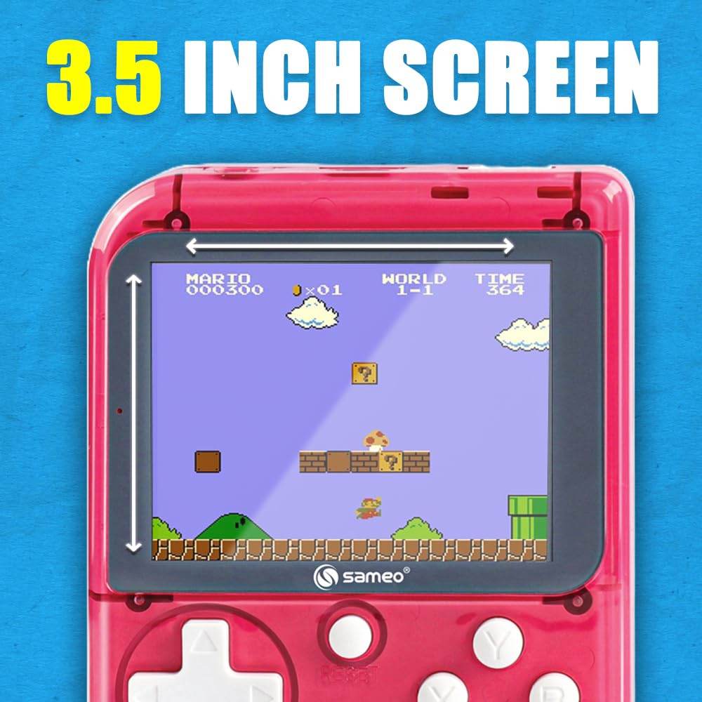 Sameo Handheld Video Game Console, Dreamboy Retro Mini Game with 500 Classic Retro Game TV Compatible for Kids, Rechargeable 8 Bit Classic (Ice Red) - T-Rex the toyland Sitamarhi