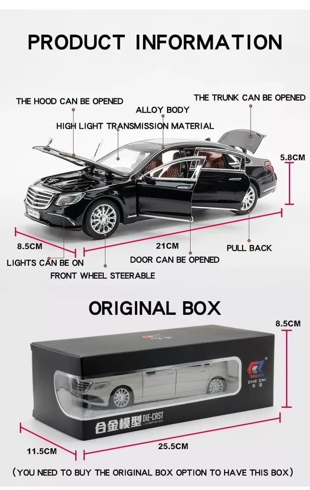 SR TOYS 1:24 Mercedees Beenz E300l E-Class Alloy Model Car Diecast Vehicle Toy for Kids with Sound Lights (White)