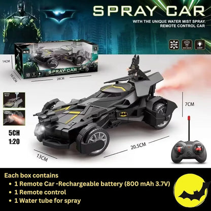 Batman Car | Batman RC Car with Bat Man Toy | High Speed Remote Control Black Batmobile Car for Boys 7-14 Year Kids | Super Hero Cars Spray SmokeCar with Lights, Realistic Sound | Big Size Gift