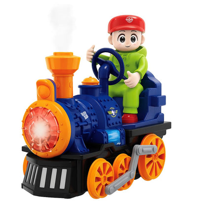 TOY TREKKER’S Kids Electric Spray Steam Train Toy with Lights & Music – Battery-Operated Cartoon Locomotive, Mist Spray Engine for Boys & Girls Ages 3-8