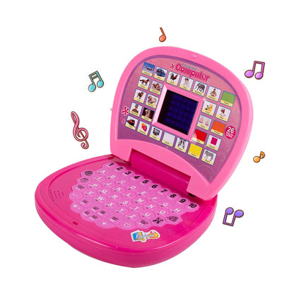 Battery Operated Educational Learning Laptop Toy with LED Display and Music Effect | Babies/Girls/Boys/Toddlers | Pink Color, Power Source: 3xAA...