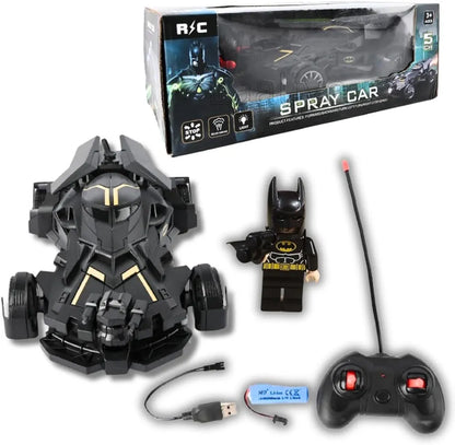 Batman Car | Batman RC Car with Bat Man Toy | High Speed Remote Control Black Batmobile Car for Boys 7-14 Year Kids | Super Hero Cars Spray SmokeCar with Lights, Realistic Sound | Big Size Gift