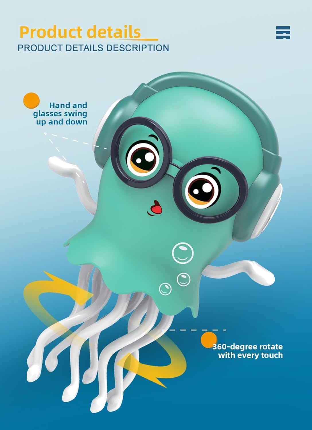 MANVI Octopus Toy for Kids, Wind-up Key Operated Dancing Jellyfish, Interactive Sensory Development for Infants & Kids, Crazy Crawling Toy (ELECTRICK...