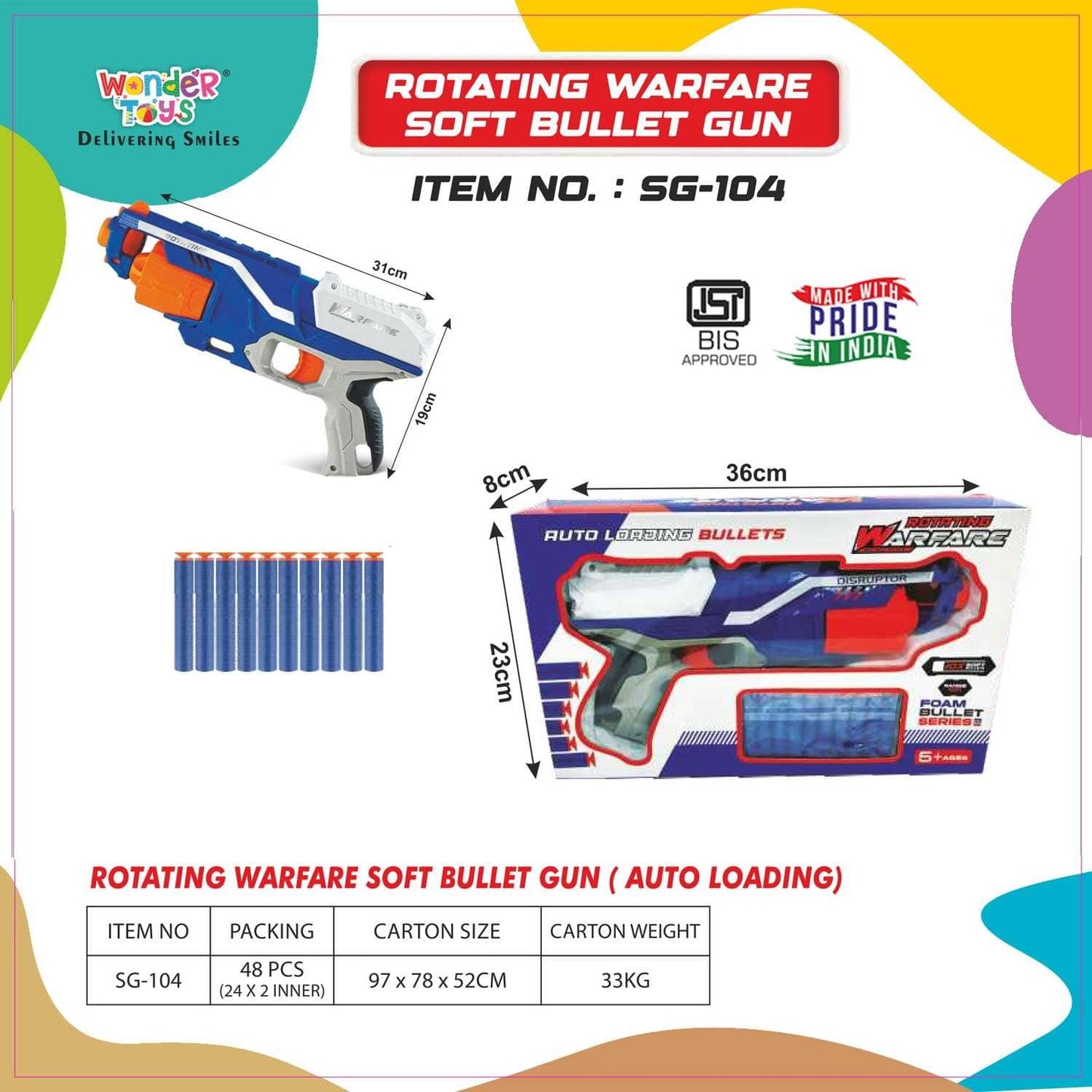 Rotating Warfare Soft Bullet Gun – Auto Loading Arm Blaster Toy Guns For Kids - SG-104