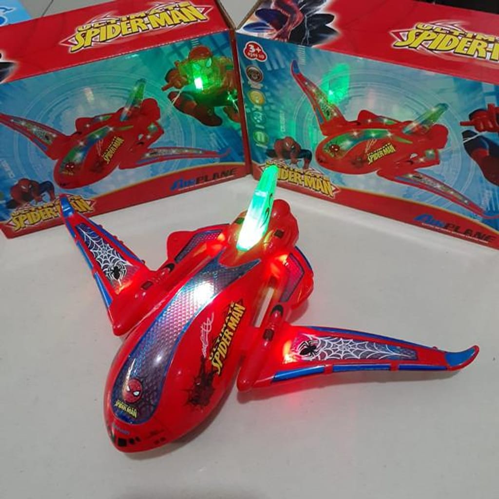 Mainan Anak Pesawat Spiderman 668 Ada Lampu Bump And Go