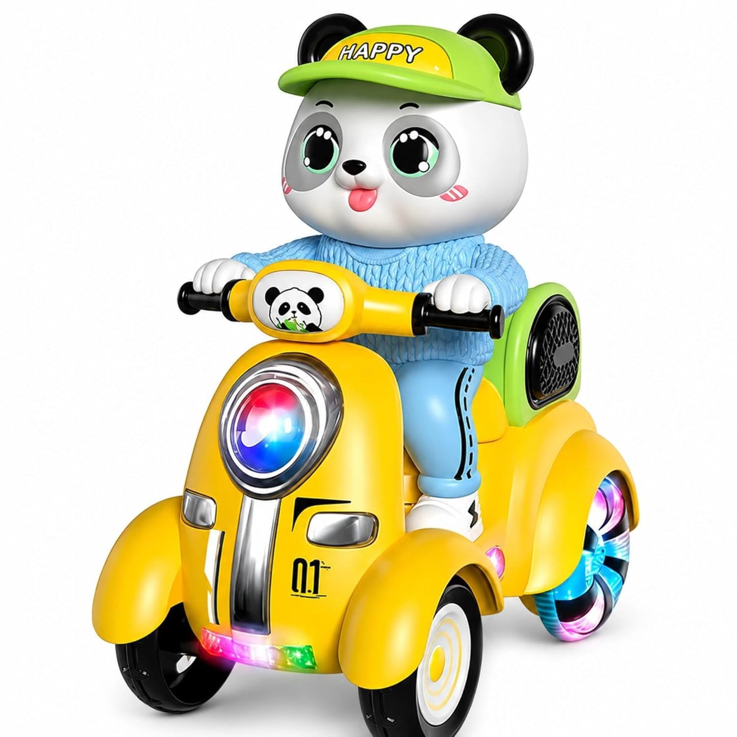 DZLING Panda Stunt Four-Wheeler Toy for Kids | Musical Rotating Panda Scooter with Flashing Lights & 360° Stunt Action | Battery Operated Fun Bike Toy...