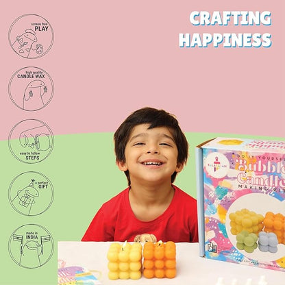 Kalakaram DIY Bubble Candle Making Kit | DIY Candle Making Activity Kit for Kids & Adults with Pure & Natural Ingredients | Ideal for Diwali, Birthday Gifts, & Home Decor, Craft Kit