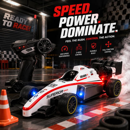 Goyal's Formula Speed Remote Control RC Car with Smoke Spray Scale 1:14 with Realistic Sound, Light & Spray Flame - Rechargeable with Easy C-Type...