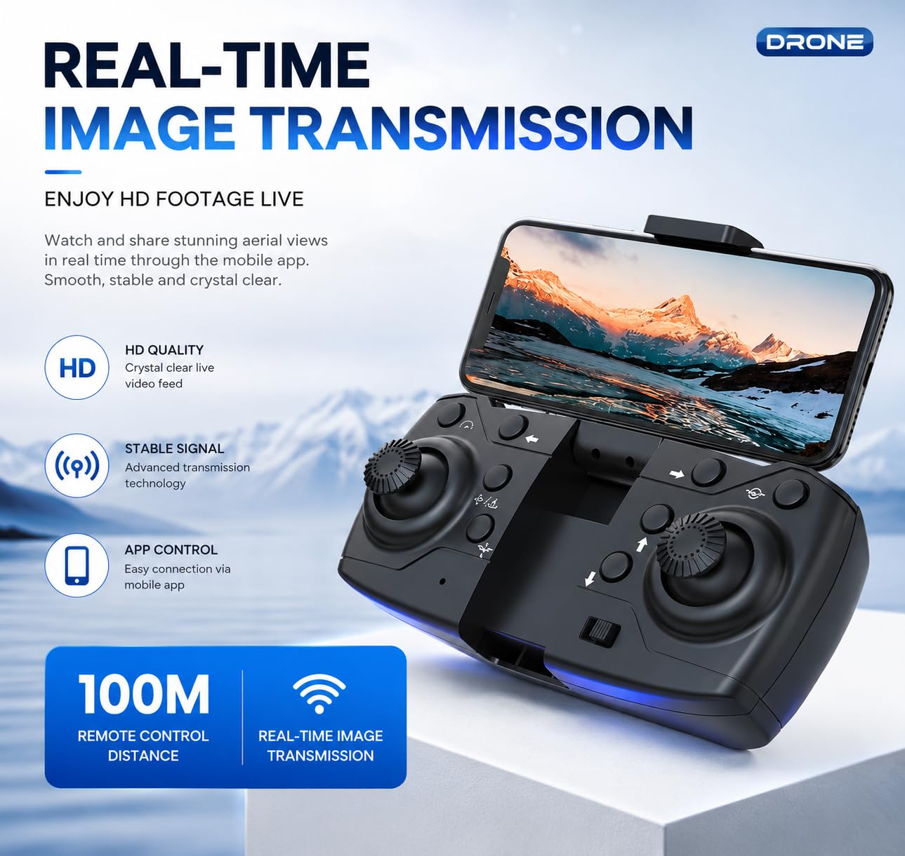 E88 4K HD Camera Foldable Dron Toy with APP Control, Air Pressure Altitude Hold, 360° Roll & Long Life Battery | WiFi FPV RC Quadcopter for Kids &...