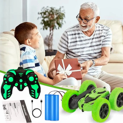 Rc Stunt Car 360 for Boys Age 4+ Years, 4WD Remote Control Car 360 Degree Flips Double Sided Stunt for Boys I Pack of 1, Green Colour