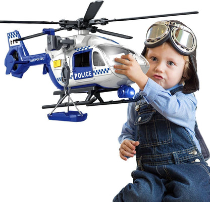 Police Air Rescue Helicopter Toy with Lights and Sounds, 15 x 4.3 x 4.3 inches (Police Planes)