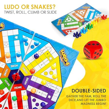 Ratna's Ludo-6 with Snakes & Ladders Jumbo Size Board Game, Double-Sided, Traditional Family Game