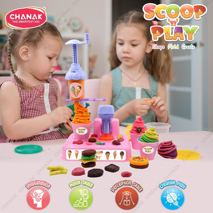 Scoop 'n' Play Clay Dough Ice Cream Maker Set for Kids, Safe Non-Toxic Dough Ice Cream Maker