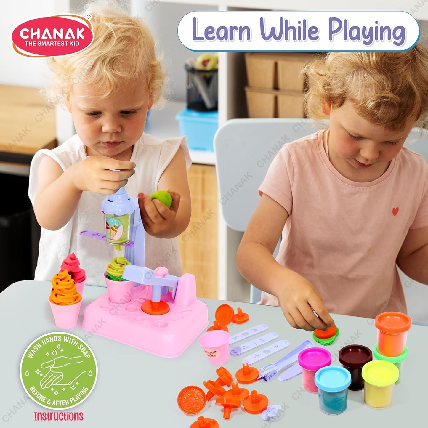 Scoop 'n' Play Clay Dough Ice Cream Maker Set for Kids, Safe Non-Toxic Dough Ice Cream Maker