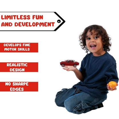 WooZee.. Queen 70'S Classic Red CAR Kids Toy Wheels,Pull-Back Action and Realistic Design