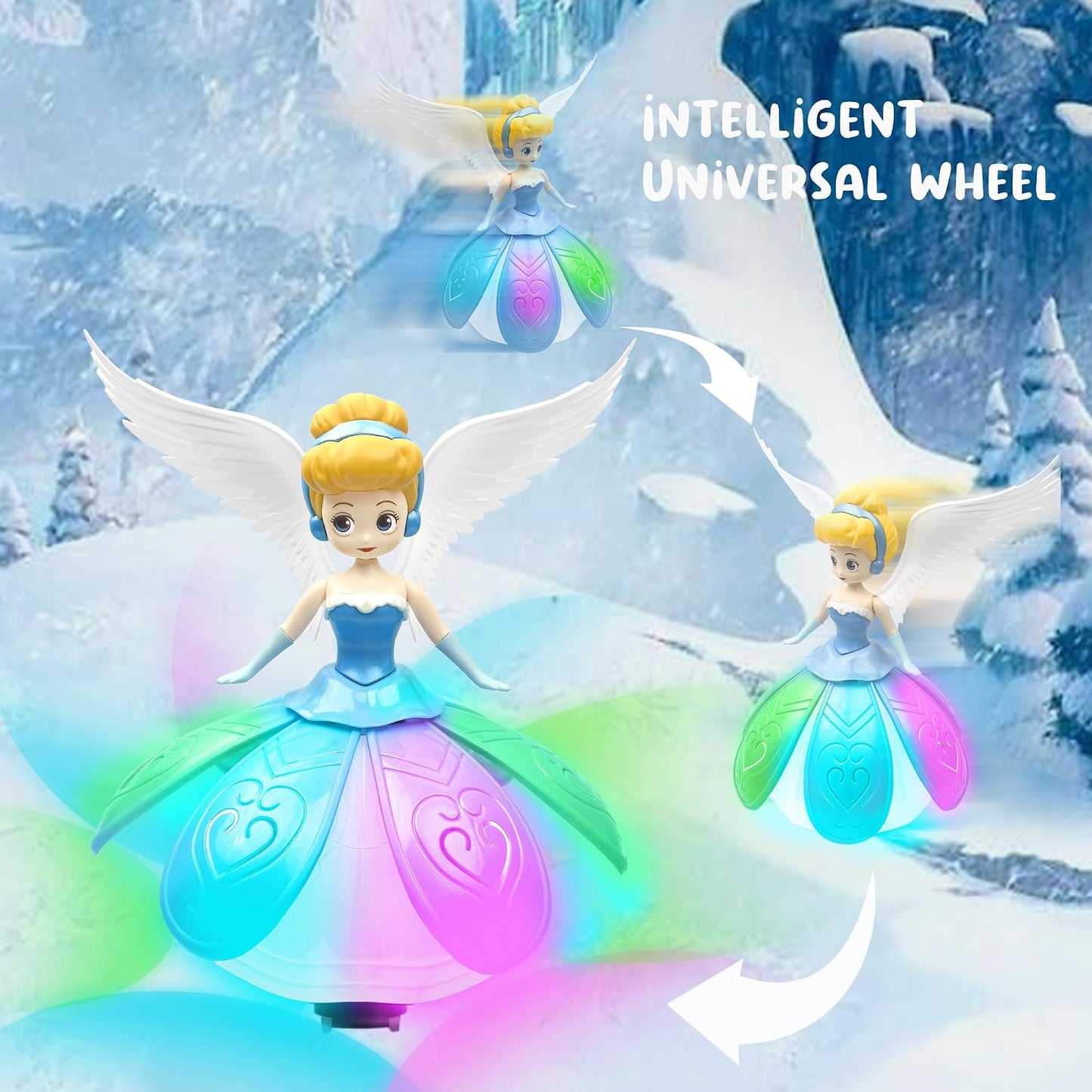 ZHAN DULCE Dancing Princess Toy for Girls,Ice Princess Interactive Spin Robot Toys with Music&Colorful Lights,Birthday Toys for Kids Ages 3 4 5 6
