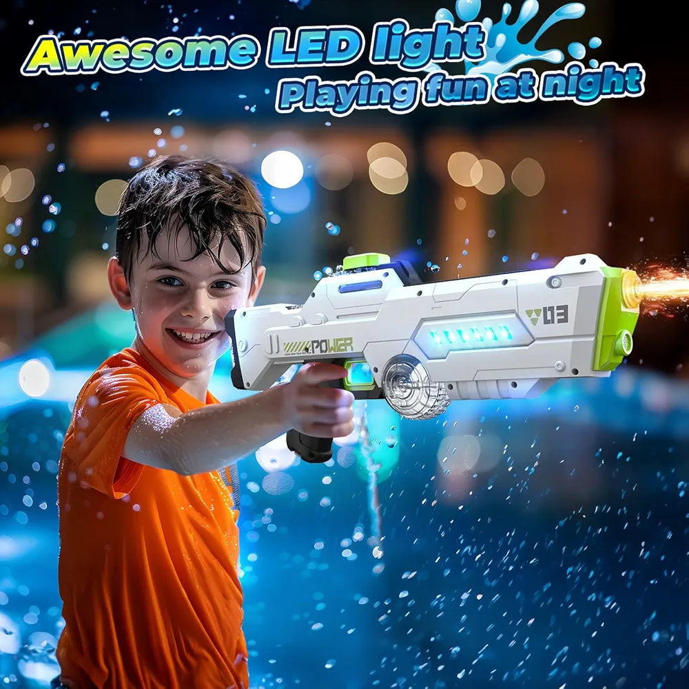 Electric Water Gun for Adults Kids,Powerful Automatic Squirt Gun with Light,High Powered Water Blasts,Auto Refill Long Range,Pool Party Swimming Outdoor Summer Toy Game for Boy Girl