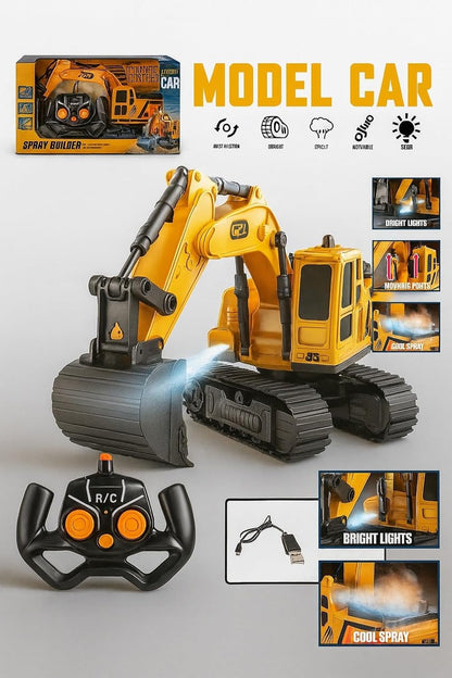 KIDZ KOLLECTION Chargeable JCB Excavator Toy for Kids | Construction Model Car with LED Lights & Smoke Effect | 360° Rotation | Heavy Duty Plastic | 3+...