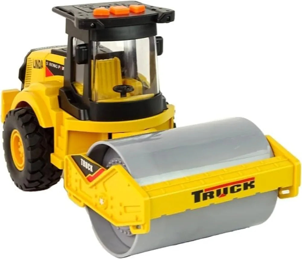 BRILLIANT TOYS Big Road Roller Truck Toy for Kids with Lights & Music | Friction Powered Construction Vehicle Toy for Boys & Girls | Educational & Fun Learning Toy for Kids – Multicolor