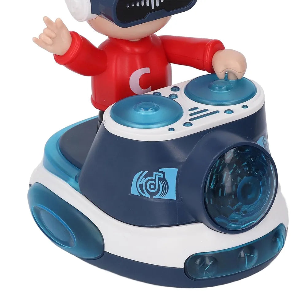 Toy figure with a red shirt and blue and white toy 