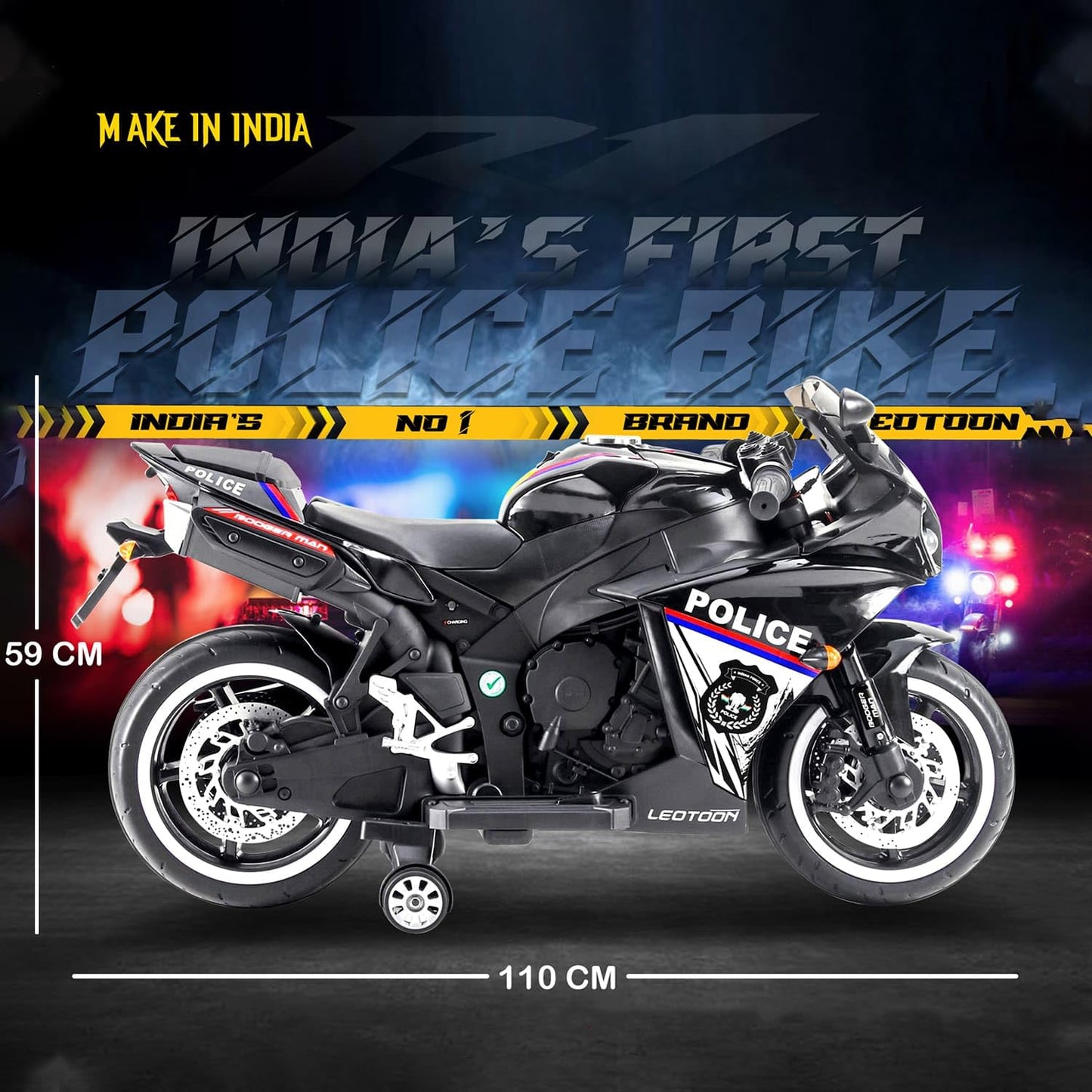 Parultoys R1 Police Sports Ride on Battery Bike for 3-7 Years Kids/Children/Toddlers/Boys/Girls with 12V Battery Operated/Music System/Working...