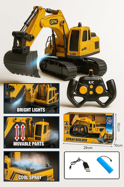 KIDZ KOLLECTION Chargeable JCB Excavator Toy for Kids | Construction Model Car with LED Lights & Smoke Effect | 360° Rotation | Heavy Duty Plastic | 3+...