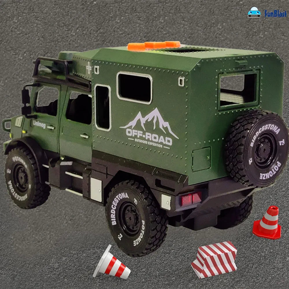 FunBlast Military Truck Toy for Kids, Pull Back Truck Toy, Off Road Army Vehicle Trucks Toys, Friction Power Toys Battle Field Trucks with Light & Sound for 3+ Years Old Boys, Girls, Kids (Green)