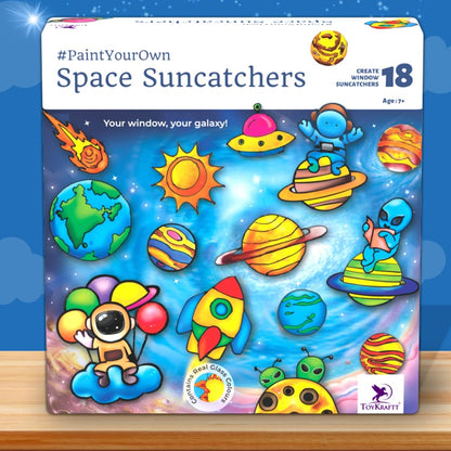 TOYKRAFT Space Suncatchers, Window Art Kit for Kids, Glass Painting Kit for Kids