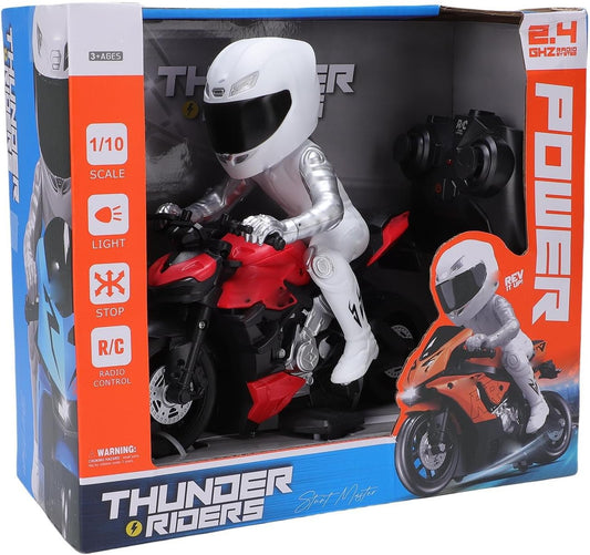 Naroote RC Motorcycle, High Speed RC Stunt Motorcycle Toy with Cool Light Effects and Powerful Electric Motor, Flexible Handling, for Stunt Enthusiasts (Red)
