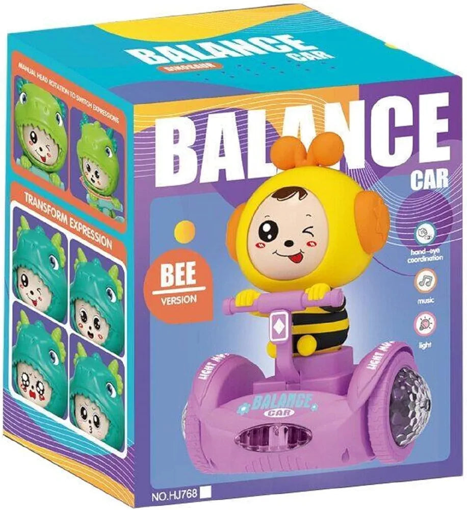 Electric Cartoon Four face-Changing Dinosaur Balance car Cool Light Music Children's Toy