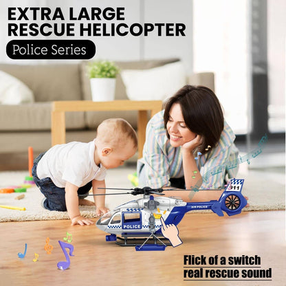 Police Air Rescue Helicopter Toy with Lights and Sounds, 15 x 4.3 x 4.3 inches (Police Planes)