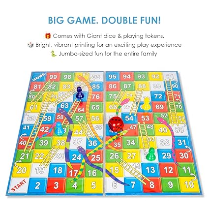 Ratna's Ludo-6 with Snakes & Ladders Jumbo Size Board Game, Double-Sided, Traditional Family Game