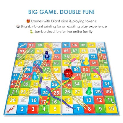 Ratna's Ludo-6 with Snakes & Ladders Jumbo Size Board Game, Double-Sided, Traditional Family Game