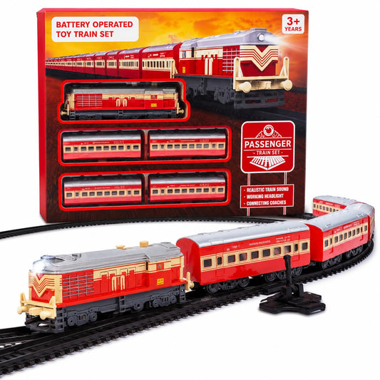 Sheel® Battery Operated Passenger Toy Train Set | | 24 Pcs Track, LED Light, High Speed Engine | Indian Railways Toy Train – Kids 3+ Years