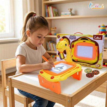 Kriiddaank Giraffe Toy Projector Drawing Set for Kids - 2-in-1 Art Table & Writing Board with 24 Patterns, 3 Slides, Markers & Eraser - Educational...