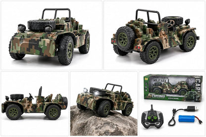 Kids Military Camouflage Jeep Toy with Big Off Road Tyres, Spare Wheel, Open Top Adventure Vehicle and Realistic Army Style Design