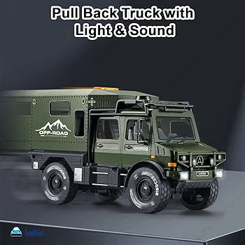 FunBlast Military Truck Toy for Kids, Pull Back Truck Toy, Off Road Army Vehicle Trucks Toys, Friction Power Toys Battle Field Trucks with Light & Sound for 3+ Years Old Boys, Girls, Kids (Green)