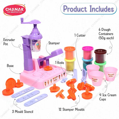 Scoop 'n' Play Clay Dough Ice Cream Maker Set for Kids, Safe Non-Toxic Dough Ice Cream Maker