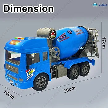 Cement Mixer Truck Toy for Kids, Friction Power Construction Truck Toy for Kids, Big Size Pull Back Toy Trucks for 3+ Years Old Boys and Girls, Light and Sound Toys for Kids