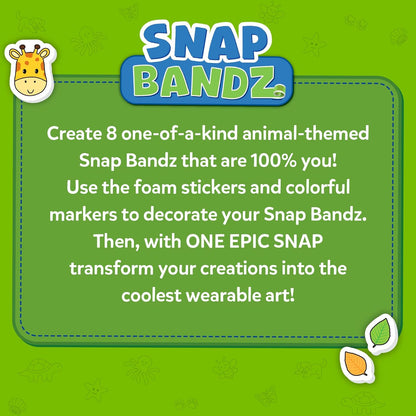 Skillmatics Craft Activity - Snap Bandz, Animals, DIY Art & Craft Activity, Mess-Free, Creative Kit, 8 Bands (8.6"), Gifts for Boys & Girls