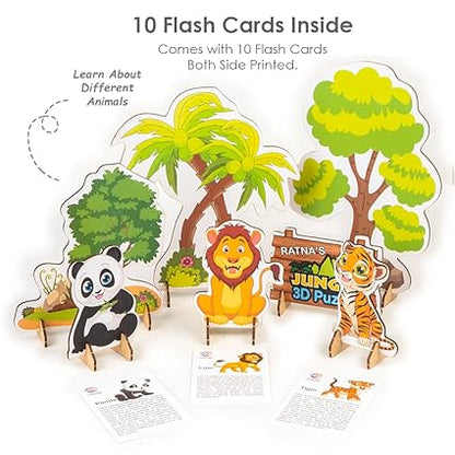 Ratna's Zoology to Create 3D Jungle with Printed Wooden Cutouts Learning & Educational Game for Kids & Toddlers